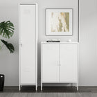 Manhattan Comfort Naomi Modern Accent and Storage Cabinets - White - Set of 2-Features Vented Door. Tall Cabinet Includes Key