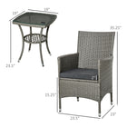 Outsunny - ensemble de meubles de patio en rotin 3 pièces - gris-Rotin PE brossé spécialement conçu, reproduit la beauté du rotin naturel mais plus résistant aux intempéries 
