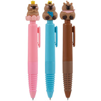 Merangue Capybara Topper Retractable Pen-Novelty pens with capybara toppers