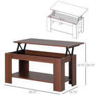 HOMCOM - Table basse moderne à plateau relevable convertible en bureau à thé - brun-Meilleur choix pour les petits espaces ou les espaces limités