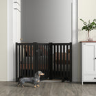 PawHut 3-Panel Foldable Dog Gate with Feet - Black-Two additional supports for increased stability 