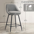 HOMCOM 26" Counter Height Swivel Bar Stools - Dark Grey - 2 Pack-Linen-look fabric with thick, high-density foam offers comfort and support
