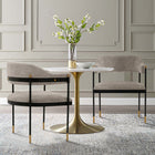 Manhattan Comfort - Lot de 2 fauteuils de salle à manger modernes Lia 24,8 po en chenille, coloris pierre-Monture en métal de haute qualité avec embouts dorés brossés pour la mode et la durabilité