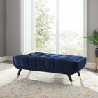 Modway Adept 47.5" Performance Velvet Bench - Midnight Blue-Dense Foam Padding for Comfort