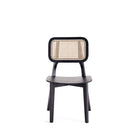 Manhattan Comfort - Lot de 4 chaises de salle à manger Versailles 47 cm style industriel chic - noir et cannage naturel-Siège en contreplaqué