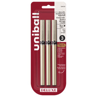 uni-ball Deluxe Rollerball Pens – 0.7mm – Black – 3 Pack  -Rollerball Pens