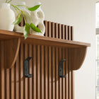 Modway - Render Cannelé Arbre de salle 3-en-1 avec banc de rangement et porte-manteaux in Noyer-Détails en rotin et finition du grain du bois