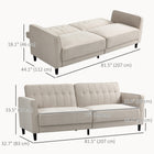HOMCOM Modern Convertible Sofa Bed - Beige-Linen-feel fabric is soft to the touch and breathable
