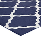 Modway Marja Moroccan Trellis Area Rug - 8 ft W x 10 ft L - Navy/Ivory-Gripping Jute Fabric Underside