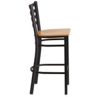 Flash Furniture HERCULES Series Black Ladder Back Metal Restaurant Barstool - Natural Wood Seat - 2 Pack-Welded Joint Assembly