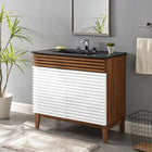 Modway Render 36" Bathroom Vanity - White/Walnut/Black-Walnut Grain Vanity