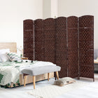 HOMCOM 6 Panels Hand-Woven Freestanding Room Divider for Home Office - Brown-Woven fibre design paper panel for a natural tone and lightweight to move
