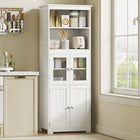 HOMCOM 63" H Freestanding Kitchen Pantry Cabinet with Shelves - White-Adjustable shelf in the lower cabinet allows for easy and organized storage for items of different sizes 