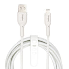 Staples TECH Lightning to USB-A Braided Charging Cable - 6.6 ft. - White-Braided cable for durability and tangle-prevention tested to withstand up to 5K bends