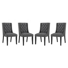 Modway Baronet Fabric Dining Chair - Grey - 4 Pack-Elegant Modern Dining Side Chair