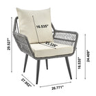 Manhattan Comfort Cannes Modern Patio 2-Person Seating Group 3-Piece Set with End Table - Grey/Cream-Removeable Cushions with Zipper. Made of High Quality Water Proof Fabric. Washable Fabric
