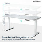 MotionGrey - Bureau assis-debout électrique à double moteur, réglable en hauteur, 165 po de largeur - Cadre blanc-Jusqu’à 120 kg - Notre structure de bureau assis-debout MotionGrey est renforcée avec des tubes en acier épaissis sur l’ensemble du cadre ainsi que des plaques de base consolidées au niveau des pieds. Cela offre une plateforme solide et durable, même lorsque le bureau est réglé à sa hauteur maximale