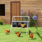 PawHut - Nichoir à Poulet en Bois avec 3 Compartiments et Rideaux-Comprend deux perchoirs pour le repos et le confort des poules
