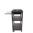 Luxor Resin 3-Shelf Flat Cart with Pullout Shelf & Power Strip - Black-Ergonomic push handle molded into top shelf for easy maneuverability