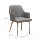 Zuo Wisom Dining Chair - Grey - Set of 2-3 year limited warranty