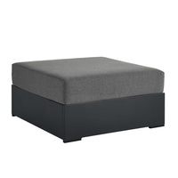 Modway - Tahoe Terrasse extérieure Aluminium revêtu en poudre Ottoman in Charbon de bois gris-Ottoman extérieur patio