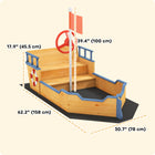 Outsunny Outdoor Kids Wooden Sandbox Pirate Ship Playset - 37.5" x 27.5" - -Made of sturdy and certificated fir wood, it will not crack and fade after long term use 