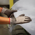 SHOWA S-TEX Smooth Polyurethane A5 Cut Resistant Poly Glove - Knit HPPE/Stainless Steel Liner - Grey - Large -Black coating on grey liner