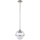 Hudson&Canal - Suspension Cieonna de 24 cm de large avec abat-jour en verre - Nickel brossé/lait blanc-Design glamour pour votre entrée, votre foyer ou votre cuisine