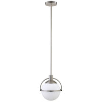 Hudson&Canal - Suspension Cieonna de 24 cm de large avec abat-jour en verre - Nickel brossé/lait blanc-Design glamour pour votre entrée, votre foyer ou votre cuisine
