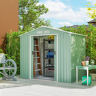 Abri de jardin Outsunny 7' x 4' x 6' avec kit de fondation en acier et double porte-Le toit en pente empêche l'humidité et résiste aux intempéries  
