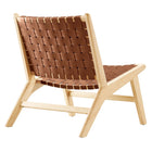 Modway - Saoirse Cuir Fauteuil lounge d’accent en bois - Brun naturel-Assemblée requise
