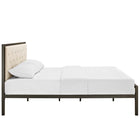 Modway Mia Fabric Queen Bed - Brown Beige-Assembly required