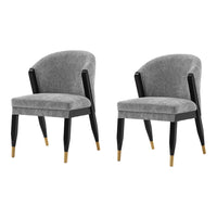 Manhattan Comfort - Lot de 2 chaises de salle à manger modernes Ola 54,5 cm en tissu chenille gris-Chaise de salle à manger moderne pour salle à manger et usage de chaise de travail