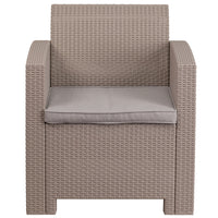 Flash Furniture Chaise en fausse rotin gris clair avec coussin gris clair tout temps-Chaise d'extérieur contemporaine