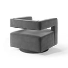 Modway - Booth Performance Velvet Fauteuil pivotant en velours de performance - Gris-Base en fer noir mat texturé