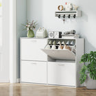 HOMCOM - Armoire à chaussures rabattable avec étagère en bois pour entrée - blanc-Finition blanche qui s’harmonise avec la plupart des styles de décoration intérieure 