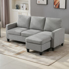 HOMCOM Sectional Sofa with Ottoman - Light Grey-Pine wood panels and plastic legs provide dependable strength