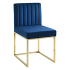 Modway Carriage Channel Tufted Sled Base Performance Velvet Dining Chair - Gold/Navy-Glam Deco Dining Chair