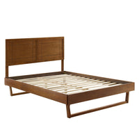 Modway - Marlee Bois Plate-lit complet avec cadre angulaire, Noyer-Cadre complet de plate-forme