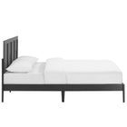 Modway Sirocco Rattan and Wood King Platform Bed - Black-Height-Adjustable Headboard