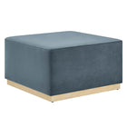 Modway Tilden Large 28" Square Performance Velvet Upholstered Ottoman - Cadet Blue/Natural-Performance Velvet Upholstery
