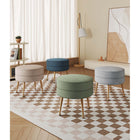 Manhattan Comfort Bailey 18.11" Mid-Century Modern Ottoman - Blue, Grey, Oatmeal, Sage Green with Gold Legs - 4 Pack-Solid Wood Frame for Durability and Functionality