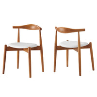 Modway Stalwart Dining Side Chairs - Dark Walnut/White - 2 Pack-Modern side dining chair