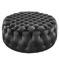 Modway Amour Tufted Button Large Round Performance Velvet Ottoman - Black-Tufted Button Accent Ottoman