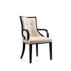 Manhattan Comfort - Fauteuil de salle à manger traditionnel Fifth Avenue 57 cm, revêtement en similicuir crème et noyer-Fauteuil de salle à manger traditionnel pour usage en salle à manger