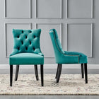 Modway Regent Tufted Performance Velvet Dining Side Chairs - Teal - 2 Pack-Tufted Button Accents
