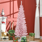 HOMCOM 5' Pencil Artificial Christmas Tree with Realistic Branches - Pink-Realistic branches give a full and lush look to the tree 