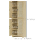 HOMCOM - Armoire de cuisine avec 4 portes en rotin et étagères réglables - chêne-Portes shaker avec rotin pour une décoration intérieure élégante 