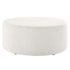 Modway Callum Large 38" Round Woven Heathered Fabric Upholstered Ottoman - Heathered Weave/Ivory-Woven Heathered Fabric Upholstery