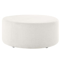 Modway - Callum Gros tissu rond tissé de 38" en bruyère Rembourré Ottoman - Ivoire à tissage de bruyère-Tissu tissé en bruyère tissé